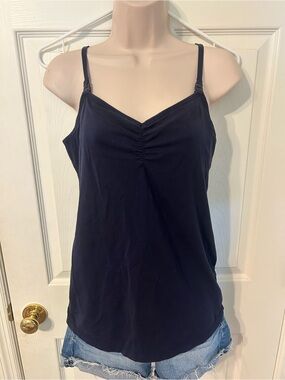 Women’s Motherhood Maternity Navy Blue Ruched V-Neck Nursing Camisole